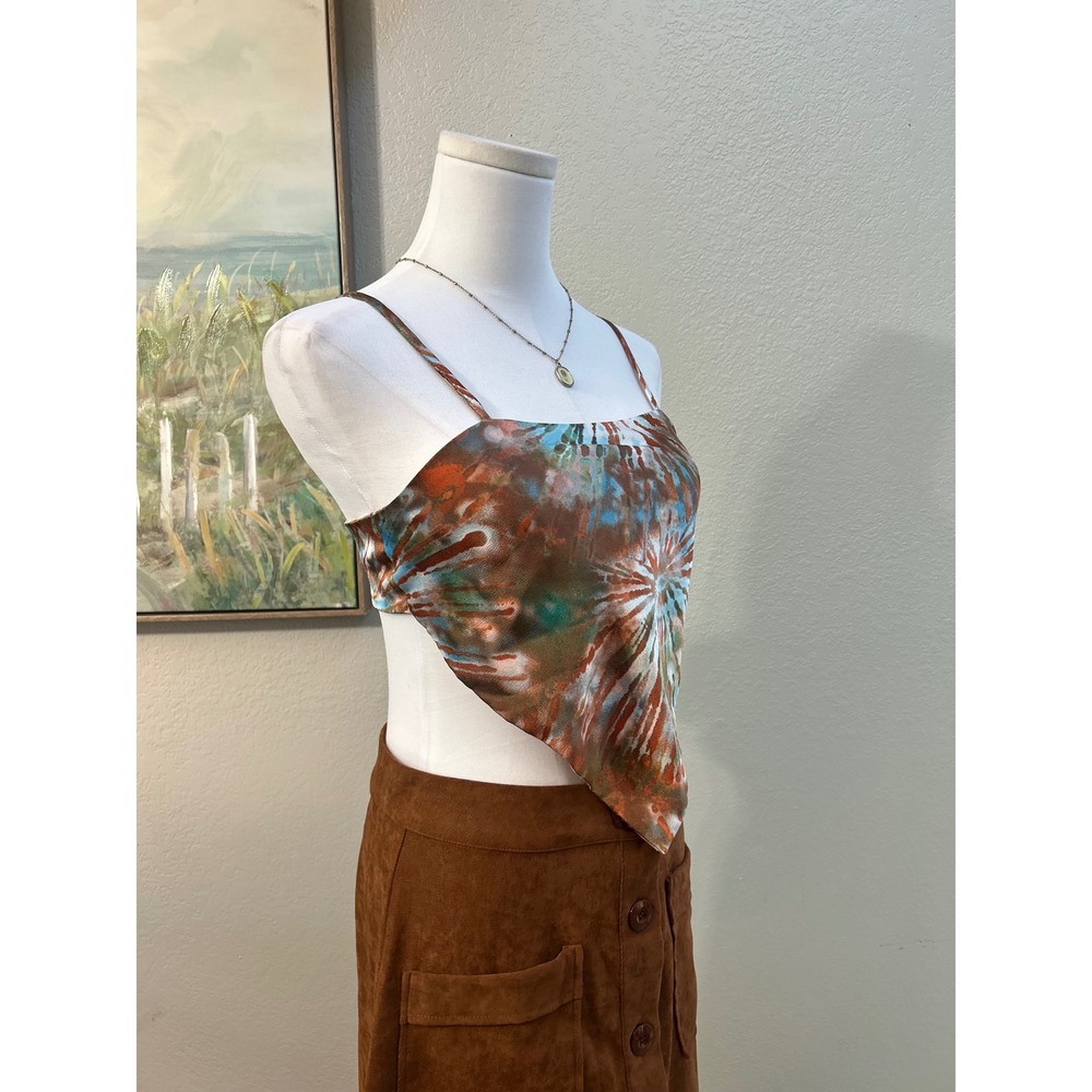 Y2K Tie Dye Handkerchief Hem Cami Festival Fairy Grunge Top - Picture 2 of 9